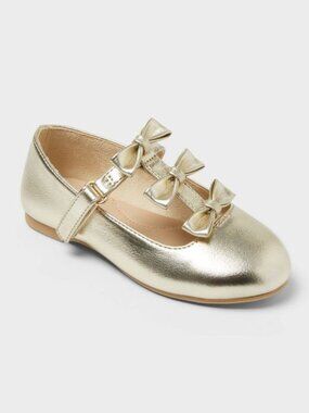 NEW Toddler Girls' Eliana Mary Jane Flats - Cat & Jack™ Gold 10